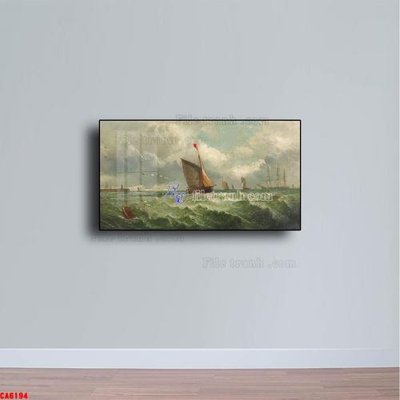 File gốc Tranh sơn dầu phong cảnh châu âu CA6194 (in lụa) tranh thuận buồm