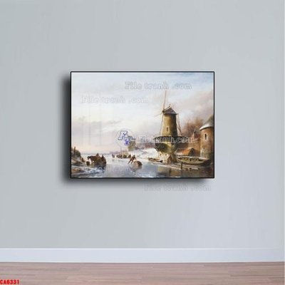 File tranh PSD Tranh sơn dầu phong cảnh châu âu CA6331 chất lượng cao