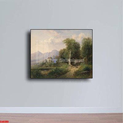 File gốc Tranh sơn dầu phong cảnh châu âu CA6380 (in lụa) tranh mã đáo