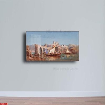 File gốc in mica Tranh sơn dầu phong cảnh châu âu CA6409 chất lượng