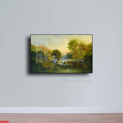 File gốc Tranh sơn dầu phong cảnh châu âu CA6458 (in lụa) họa tiết 3D
