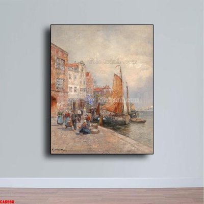 File gốc Tranh sơn dầu phong cảnh châu âu CA6568 (in mica) làm bảng hiệu