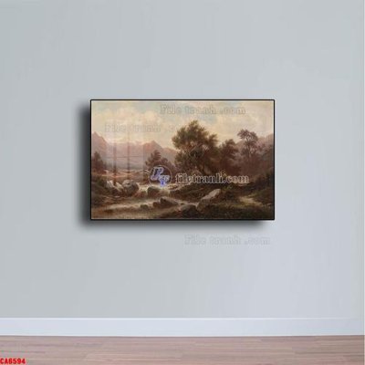 File in lụa Tranh sơn dầu phong cảnh châu âu CA6594 (chất lượng cao) Tranh sơn dầu phong cảnh châu âu CA6594
