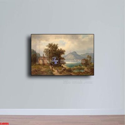 File tranh gốc PSD Tranh sơn dầu phong cảnh châu âu CA6605 còn nguyên layer