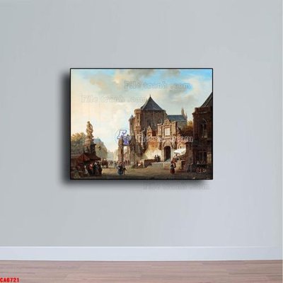 File gốc Tranh sơn dầu phong cảnh châu âu CA6721 (in 3D) cho trang trí