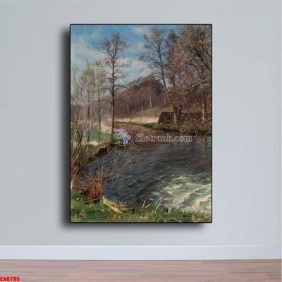 File in trần Tranh sơn dầu phong cảnh châu âu CA6795 (bản gốc) bầu trời