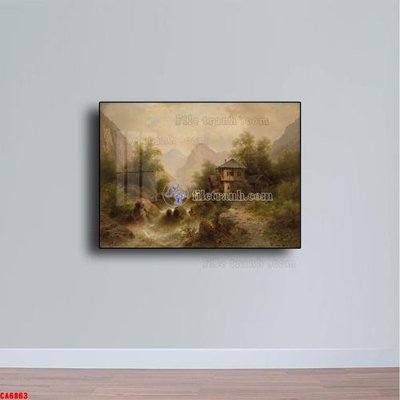 File in trần Tranh sơn dầu phong cảnh châu âu CA6863 (file gốc) xuyên sáng