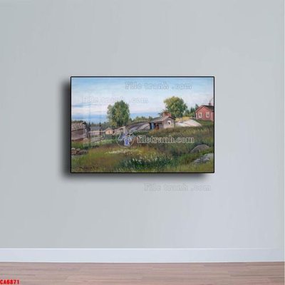 File in trần Tranh sơn dầu phong cảnh châu âu CA6871 (bản gốc) mây trời