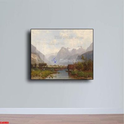 File in trần Tranh sơn dầu phong cảnh châu âu CA6960 (bản gốc) hoa văn