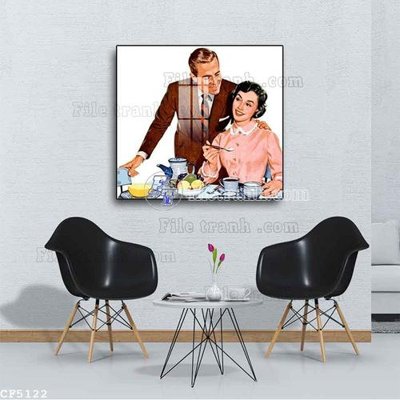 File gốc File tranh treo quán cà phê CF5122 (in tráng gương) nghệ thuật