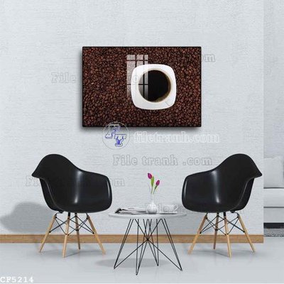 File gốc File tranh treo quán cà phê CF5214 (in lụa) trang trí tường