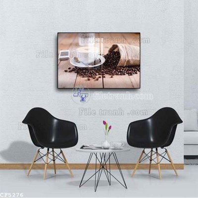 Ảnh gốc File tranh treo quán cà phê CF5276 (độ nét cao) in tráng gương