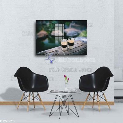 File tranh in trần 3D File tranh treo quán cà phê CF5375 (ảnh gốc)