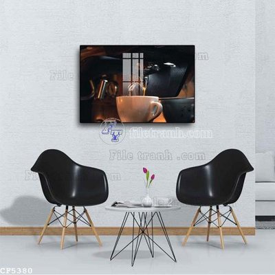 Ảnh gốc File tranh treo quán cà phê CF5380 (độ nét cao) in tráng gương