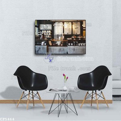 File tranh File tranh treo quán cà phê CF5464 (bản gốc) in lụa 3D