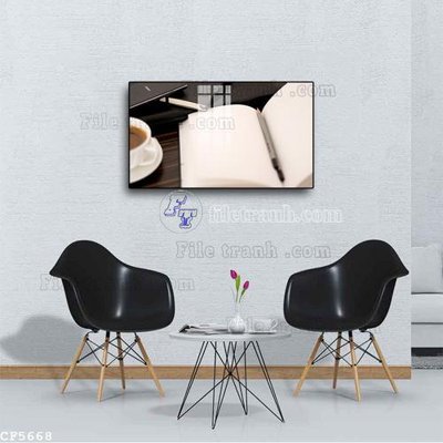 File gốc File tranh treo quán cà phê CF5668 (in lụa) họa tiết 3D