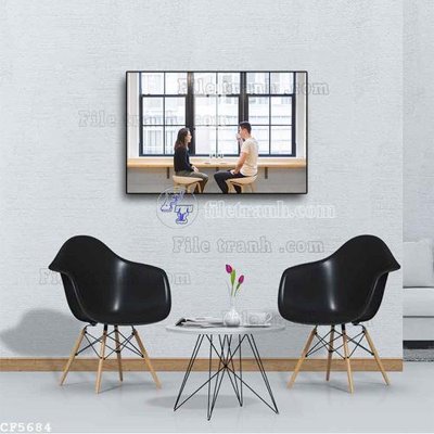 File tranh gốc in trần nhà File tranh treo quán cà phê CF5684 3D
