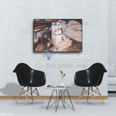File tranh File tranh treo quán cà phê CF5784 (bản gốc) in lụa 3D