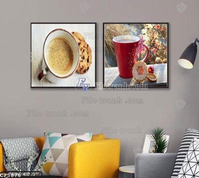 Download file gốc File tranh treo quán cà phê CF5878 (in lụa) hoa lá