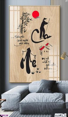 File tranh File tranh thư pháp cha mẹ CM129 (ảnh gốc) in trần 3D