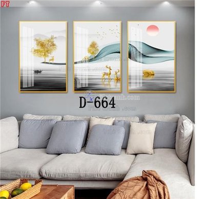 File gốc File tranh bộ hiện đại D-664 (in lụa) hoa văn cổ điển