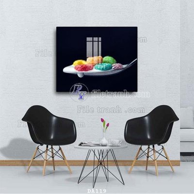 Tải file File tranh phòng ăn đồ ăn nhanh DA119 (gốc) chủ đề hoa sen