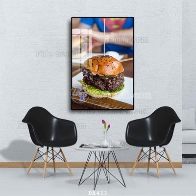 Download file File tranh phòng ăn đồ ăn nhanh DA411 (gốc) in mica đèn LED