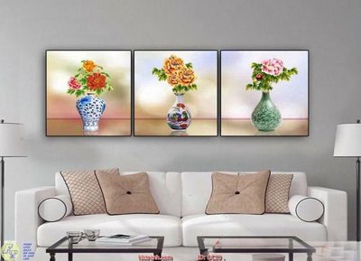 File gốc Tranh treo bộ 3 bình hoa DC10 (thiết kế) độc quyền