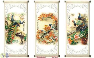File gốc Tranh bộ 3 chim công DC11 (trang trí) phòng ngủ