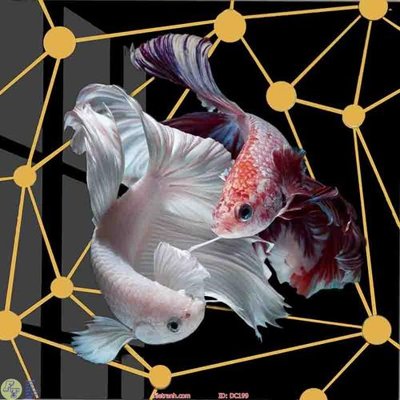 File tranh gốc Tranh đôi cá DC199 chủ đề hiện đại