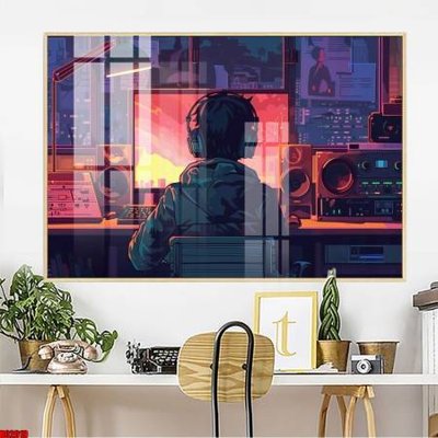 File tranh File gốc in bộ tranh decor treo tường đẹp hoa 5d DC2019 (bản gốc) treo quán cafe