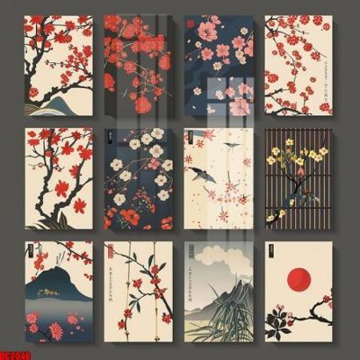 File tranh PSD File gốc in bộ tranh decor treo tường đẹp hoa 5d DC2040 chất lượng cao