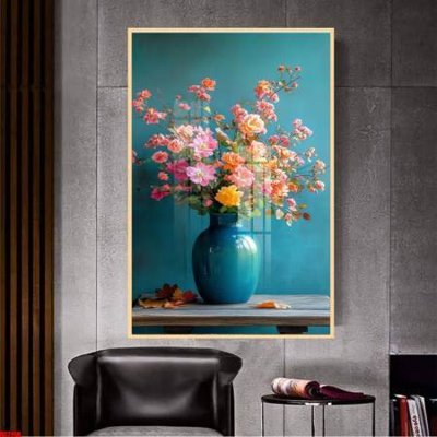 File tranh File gốc in bộ tranh decor treo tường đẹp hoa 5d DC2190 (gốc) in trên kính