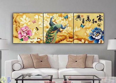Hình ảnh gốc Tranh treo chim công hoa mẫu đơn DC24 (để in khổ lớn)