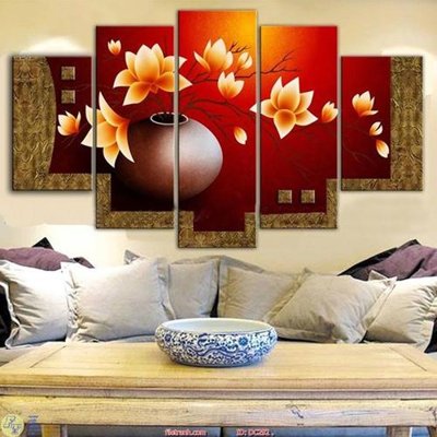 File gốc Tranh bình hoa sen DC292 (Filetranh.com) Tranh bình hoa sen DC292