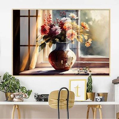 File tranh File gốc in bộ tranh decor treo tường đẹp hoa 5d DC3028 (gốc) phong cách tối giản