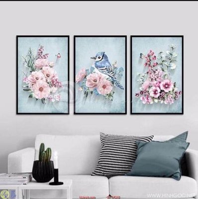 Chi tiết file tranh tráng gương Tranh bộ ba hoa DC305 (ảnh gốc)