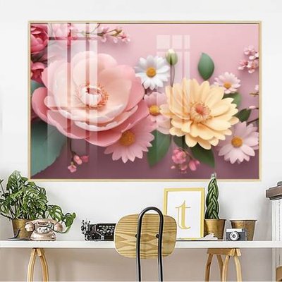 File gốc File gốc in bộ tranh decor treo tường đẹp hoa 5d DC3488 (in tráng gương) hiện đại