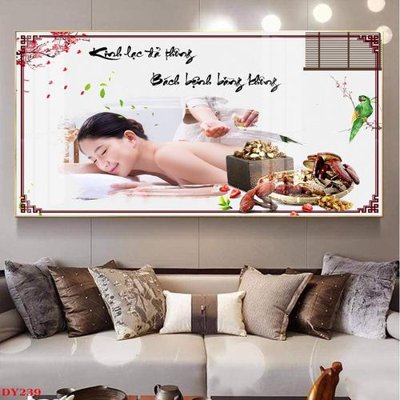 File in lụa Tranh trang trí đông y spa môi mi DY239 (phong cảnh) Tranh trang trí đông y spa môi mi DY239