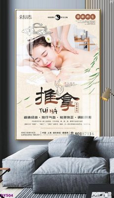 Download file gốc Tranh trang trí đông y dưỡng sinh spa môi mi DY504 (in lụa) hoa lá