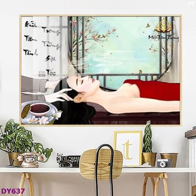 Hình ảnh file gốc in lụa Tranh trang trí đông y dưỡng sinh spa môi mi DY637