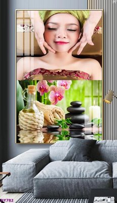 Ảnh gốc Tranh trang trí đông y dưỡng sinh spa môi mi DY782 (độ nét cao) in tráng gương
