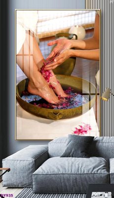 Download file gốc Tranh trang trí đông y dưỡng sinh spa môi mi DY935 (in lụa) hoa lá