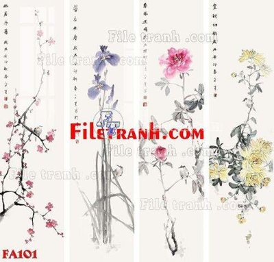 File tranh File gốc in bộ tranh decor treo tráng gương canvas FA101 (bản gốc) in lụa dán tường
