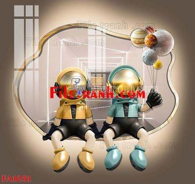 File gốc File gốc in bộ tranh decor treo tráng gương canvas FA1031 (in lụa) họa tiết 3D