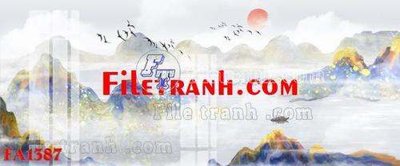 File gốc File gốc in bộ tranh decor treo tráng gương canvas FA1387 (in lụa) tranh mã đáo