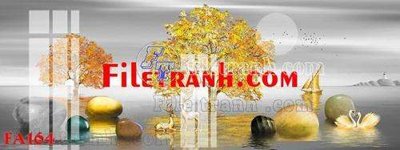File in trần File gốc in bộ tranh decor treo tráng gương canvas FA164 (bản gốc) mây trời