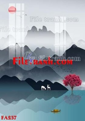 File tranh File gốc in bộ tranh decor treo tráng gương canvas FA237 (bản gốc) in lụa 3D