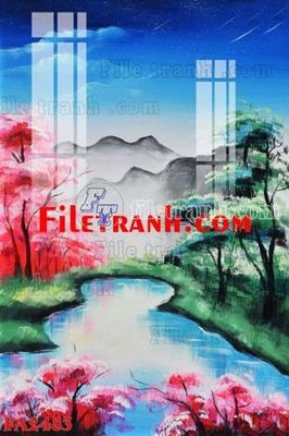 File tranh File gốc in bộ tranh decor treo tráng gương canvas FA2483 (bản gốc) in lụa 3D