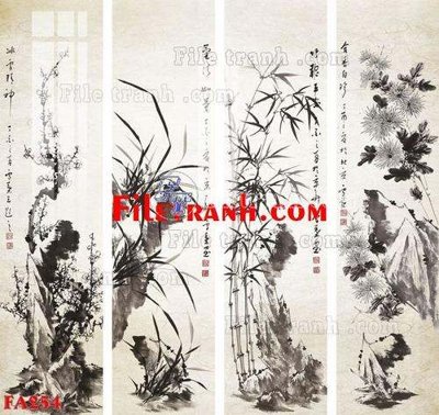 Download file gốc File gốc in bộ tranh decor treo tráng gương canvas FA254 (in lụa) tranh 3D